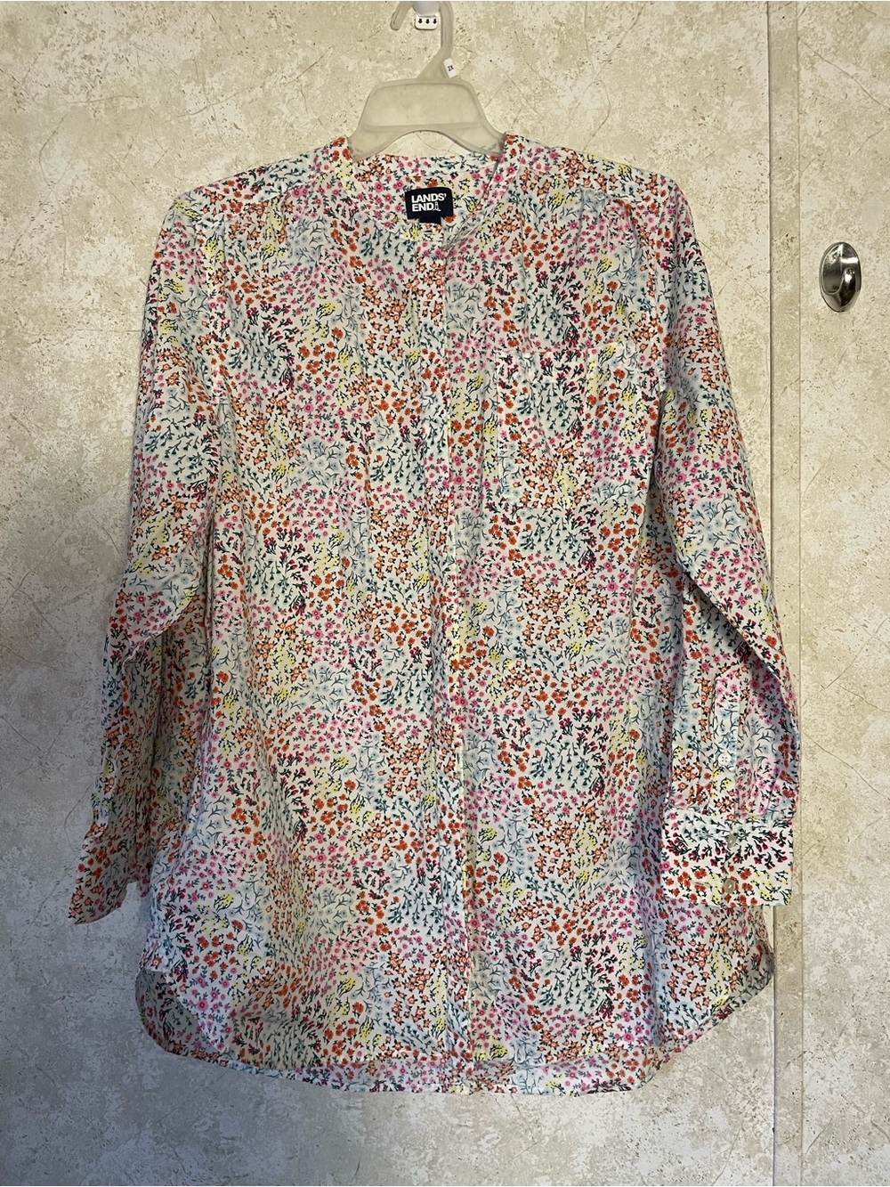 Women’s Lands' End Oeko -Tex Multi Color Floral Button-Down Long Sleeve Shirt